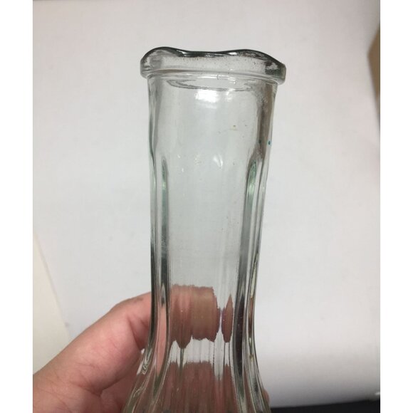 Short 6'' tall Ribbed Clear Glass Bud Vase - Picture 6 of 9